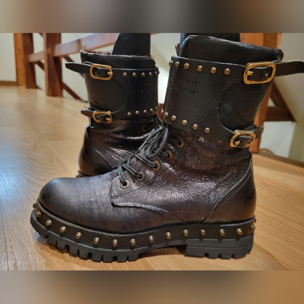 Vintage A.S.98 Metallic Studded Moto Punk Boots 38